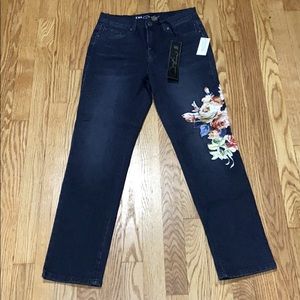 Brand new jeans with floral patchwork.